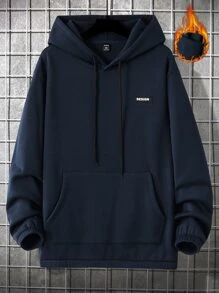 Manfinity Áo nỉ Nam Dây kéo Túi Lá thư Giải trí - Màu xanh hải quân - Xem 1