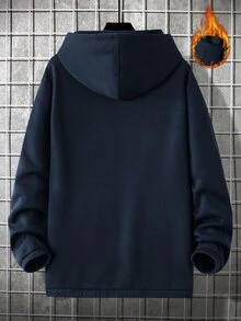 Manfinity Áo nỉ Nam Dây kéo Túi Lá thư Giải trí - Màu xanh hải quân - Xem 2