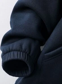 Manfinity Áo nỉ Nam Dây kéo Túi Lá thư Giải trí - Màu xanh hải quân - Xem 3