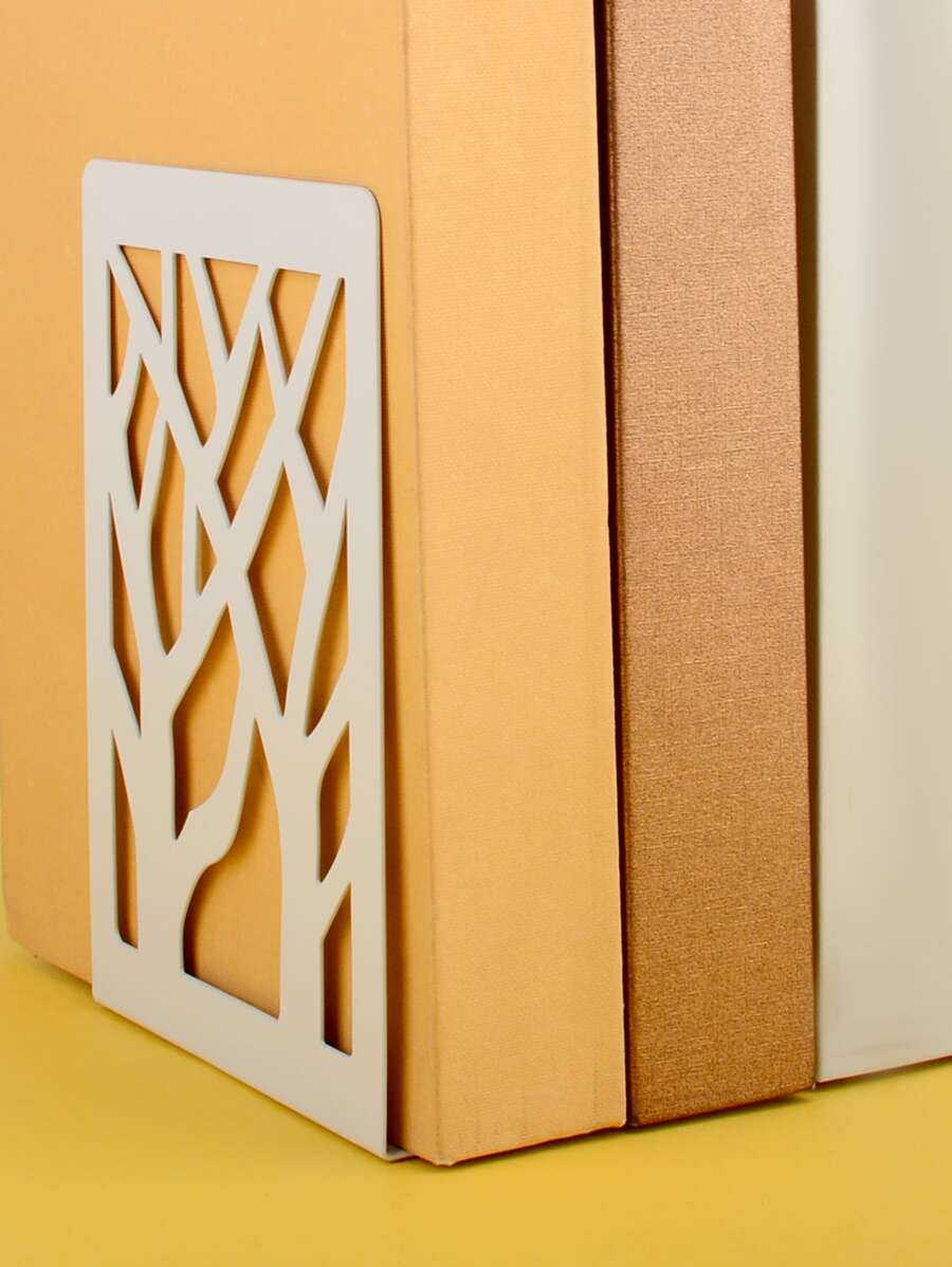 2pcs Plain Hollow Bookend - White - View 1