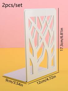 2pcs Plain Hollow Bookend - White - View 2