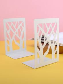 2pcs Plain Hollow Bookend - White - View 3