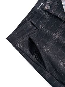 男士格紋緊身褲 - 黑色 - 查看 5