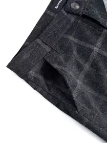 Men Plaid Zipper Fly Trousers - Black - View 7