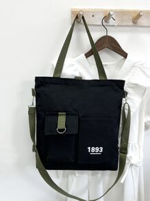 Túi Xách tay Nữ Lá thư Có thể điều chỉnh được Đôi tay cầm Mát mẻ - màu đen - Xem 1