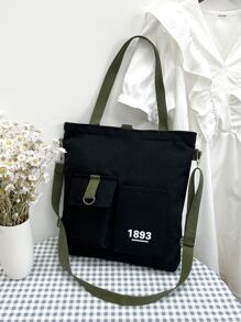 Túi Xách tay Nữ Lá thư Có thể điều chỉnh được Đôi tay cầm Mát mẻ - màu đen - Xem 2