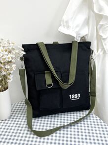 Túi Xách tay Nữ Lá thư Có thể điều chỉnh được Đôi tay cầm Mát mẻ - màu đen - Xem 6