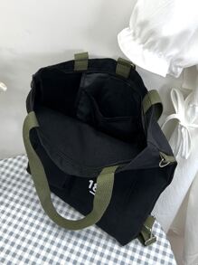 Túi Xách tay Nữ Lá thư Có thể điều chỉnh được Đôi tay cầm Mát mẻ - màu đen - Xem 7