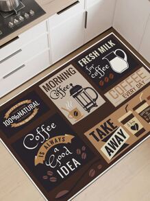 1pc Letter Graphic Kitchen Rug - Multicolor - View 1