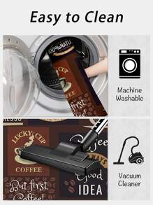 1pc Letter Graphic Kitchen Rug - Multicolor - View 3