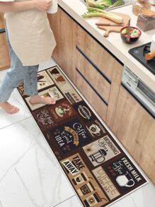 1pc Letter Graphic Kitchen Rug - Multicolor - View 6