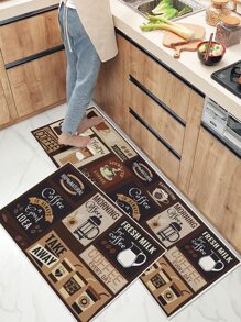 1pc Letter Graphic Kitchen Rug - Multicolor - View 7