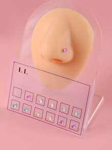 12入組/套不銹鋼,簡約風和時髦鼻環適合女士和男士,龐克穿孔,A時尚身體鏈禮品適用於任何場合 - 彩色 - 查看 1