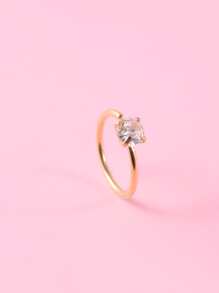 Cubic Zirconia Decor Nose Ring - Yellow Gold - View 1