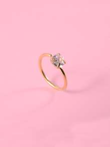 Cubic Zirconia Decor Nose Ring - Yellow Gold - View 2