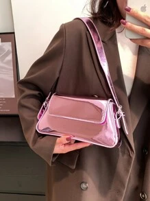 金屬質感翻蓋法棍包 - 紫色 - 查看 3