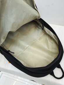 輕便商務休閒經典雙肩包，大容量，百搭，通勤，休閒，適合學生上課使用，多口袋，純色，適合青少年女生女大學生，菜鳥和白領，非常適合辦公室、學院、工作, 商務, 通勤, 戶外, 旅行, 郊遊 - 黑色 - 查看 3