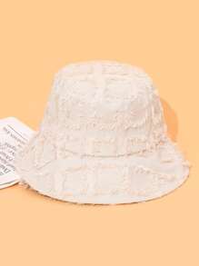 女士毛邊緣防曬時尚漁夫帽適用於戶外遊玩 - 杏色 - 查看 1