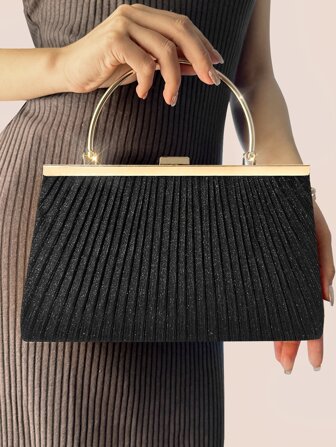 SIIZA Glitter Bling,Shiny Glamorous,Elegant,Exquisite Pleated Detail Square Bag Dinner Bag,Evening Bag For Party Girl,Woman,For Female Perfect For Party,Wedding,Prom,Dinner/Banquet,For Best Gift For Women