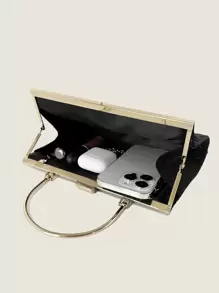 SIIZA閃閃發亮的閃爍，時尚優雅，精美飾皺細節的方形包晚禮服包，晚禮服包適合派對女孩，女士，非常適合派對，婚禮，舞會，宴會，是女士最好的禮物 - 黑色 - 查看 4