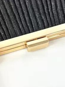 SIIZA閃閃發亮的閃爍，時尚優雅，精美飾皺細節的方形包晚禮服包，晚禮服包適合派對女孩，女士，非常適合派對，婚禮，舞會，宴會，是女士最好的禮物 - 黑色 - 查看 10