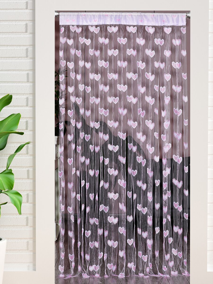 1入组滌綸流蘇門簾派對用現代心形圖案門簾 - 粉色 - 查看 1