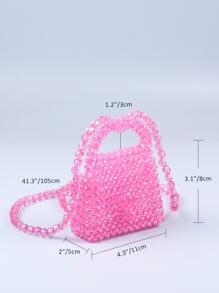 Túi khóa mini có tay cầm đính cườm acrylic, túi đeo chéo hoặc đeo vai - Màu Hồng baby - Xem 6