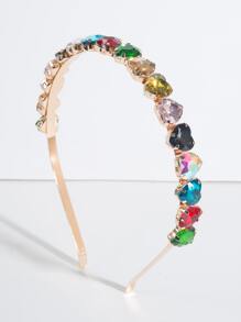 Rhinestone Heart Decor Headband - Multicolor - View 1