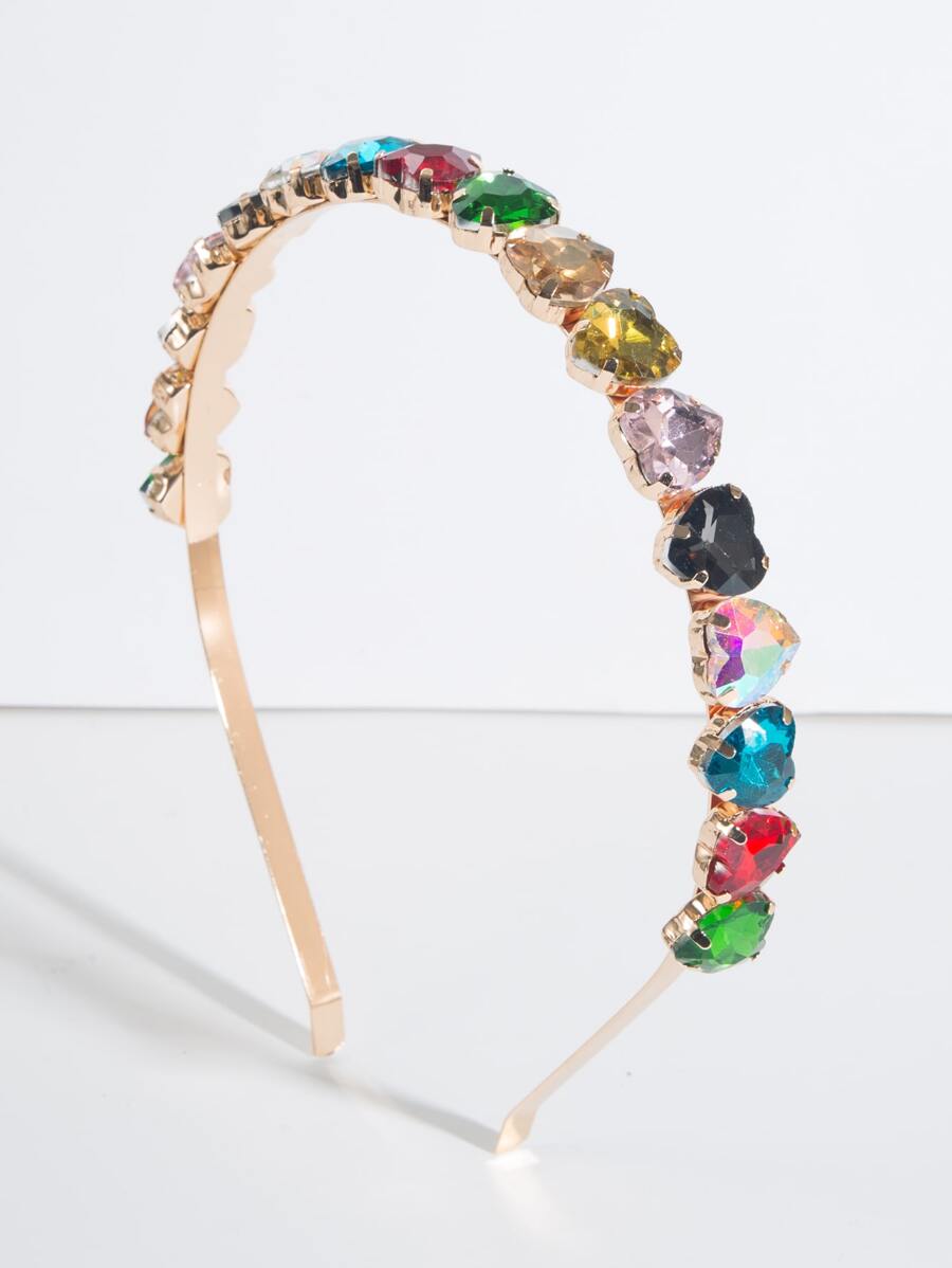 Rhinestone Heart Decor Headband - Multicolor - View 1