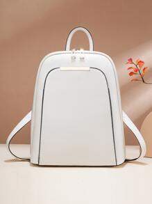 撞色滚边经典背包，母亲节送给妈妈的礼物，拉链背包，时尚 PU 皮革背包，非常适合女性、新手和白领人士