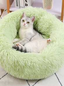 1 件纯色毛绒宠物床小狗饲养狗床猫床易于清洁 - 橄欖綠 - 查看 4