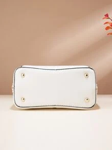 撞色滚边经典背包，母亲节送给妈妈的礼物，拉链背包，时尚 PU 皮革背包，非常适合女性、新手和白领人士