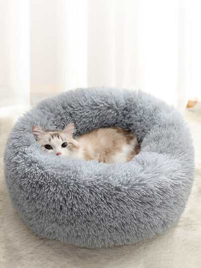 1 Pc Solid Fuzzy Pet Bed Puppy Keep Dog Bed Cat Bed Easy To Clean