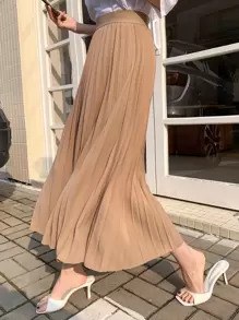 DAZY 高腰百褶裙 - 卡其色 - 查看 4