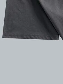 ROMWE MEN Goth Men Cotton Skull & Wings Print Tee - Grey - View 3