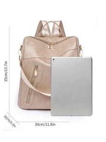 Ba lô Nữ màu trơn Có thể điều chỉnh được Đúng mốt - Màu be - Xem 4