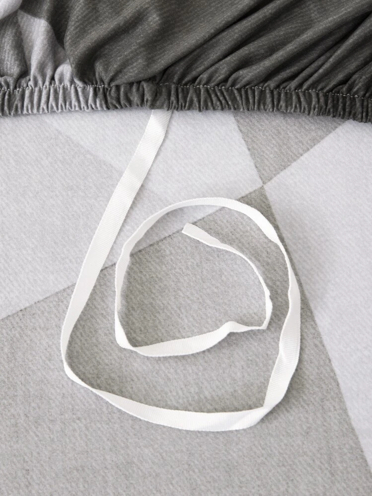 Geometric Pattern Stretchy Sofa Slipcover - Grey - View 5