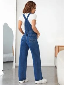 Letter Graphic Denim Dungarees Without Tee - Dark Wash - View 2