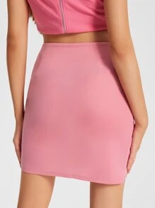 Raluk Falda ajustada unicolor fruncido cruzado - Rosa - Ver 2