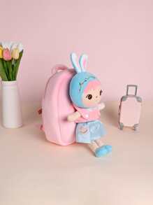 Metoo/Tiramitu 1入組公主風格娃娃水晶超柔軟材質精緻心形背包,附led燈光學生背包 - 藕粉色 - 查看 2