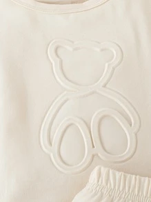 Baby Boys' Cartoon Patterned Texture T-Shirt And Shorts Set - Apricot - View 3