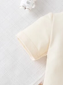 Baby Boys' Cartoon Patterned Texture T-Shirt And Shorts Set - Apricot - View 4