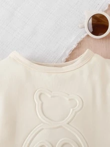 Baby Boys' Cartoon Patterned Texture T-Shirt And Shorts Set - Apricot - View 5