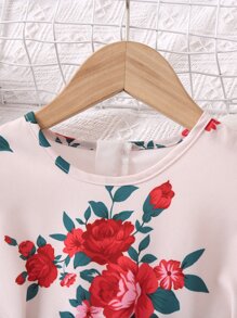 小女童印花泡泡袖洋裝