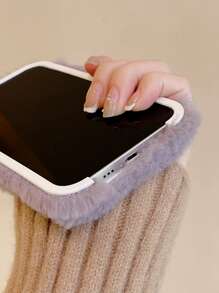 兔子補丁貼長毛絨手機殼 - 彩色 - 查看 4