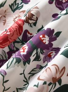 Toddler Girls Floral Print Ruffle Trim Bow Front Dress - Multicolor - View 3