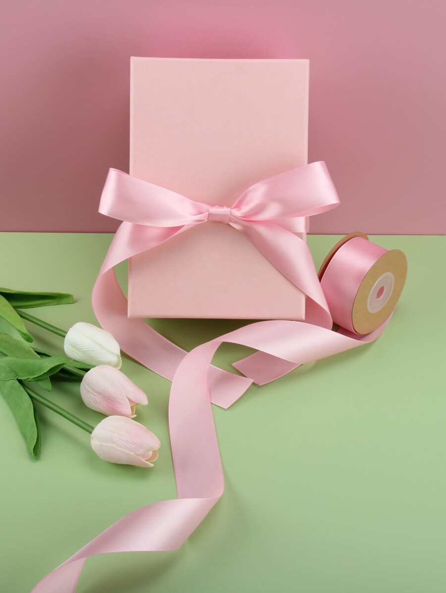 1卷素色禮品包裝絲帶 - 粉色 - 查看 1