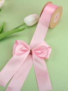 1卷素色禮品包裝絲帶 - 粉色 - 查看 3