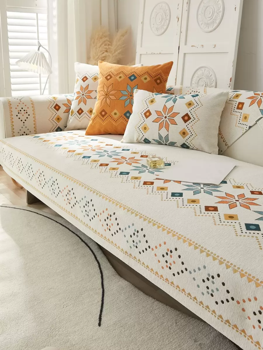 1入組幾何樣式沙發巾 - 彩色 - 查看 1