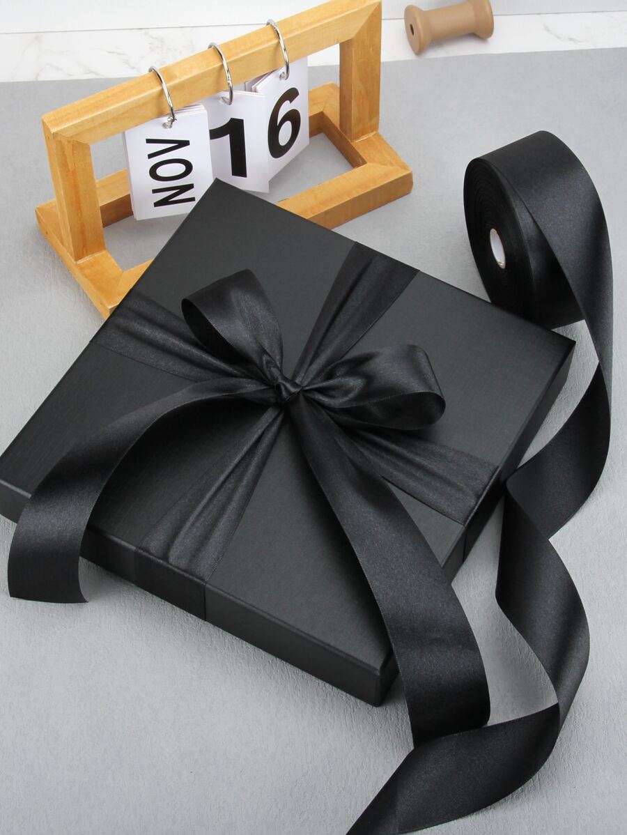 1roll Solid Gift Wrapping Ribbon, Black Wrapping Strip For Party ...